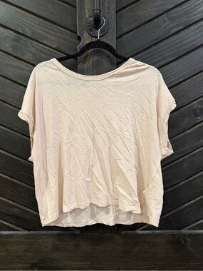 We The Free Pale tan Boxy Short Sleeve Crop Tee